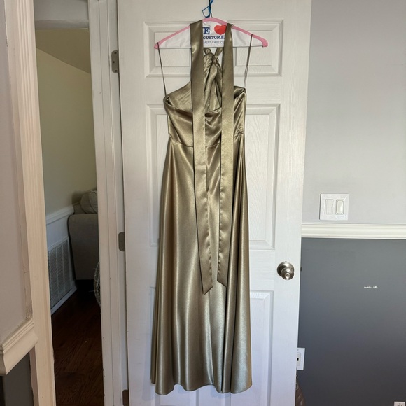 Birdy Grey Monica Shiny Satin Dress - Moss Green - Picture 4 of 5